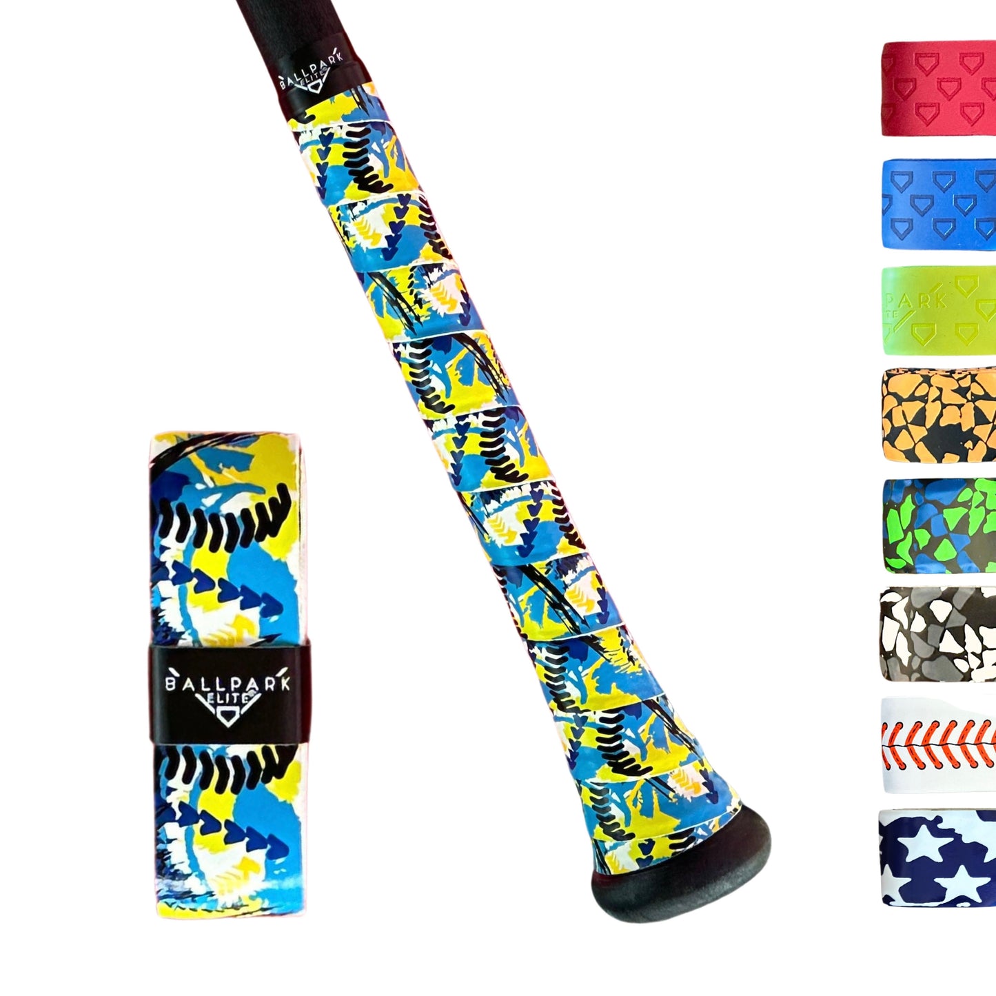 Ballpark Elite Bat Grip Tape for Baseball/Softball | 1.10 MM Precut Baseball Bat Grip Replacement | Choose from over 10 styles